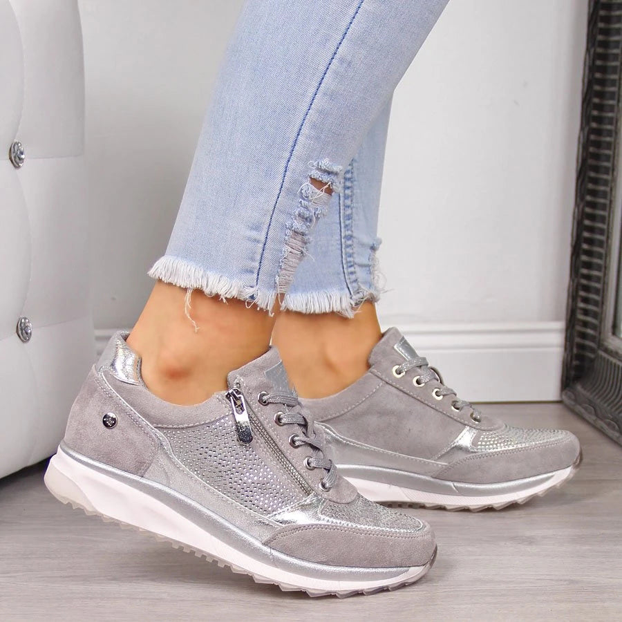 Baskets Femmes Grises à Fermeture Éclair - LuxeStyle