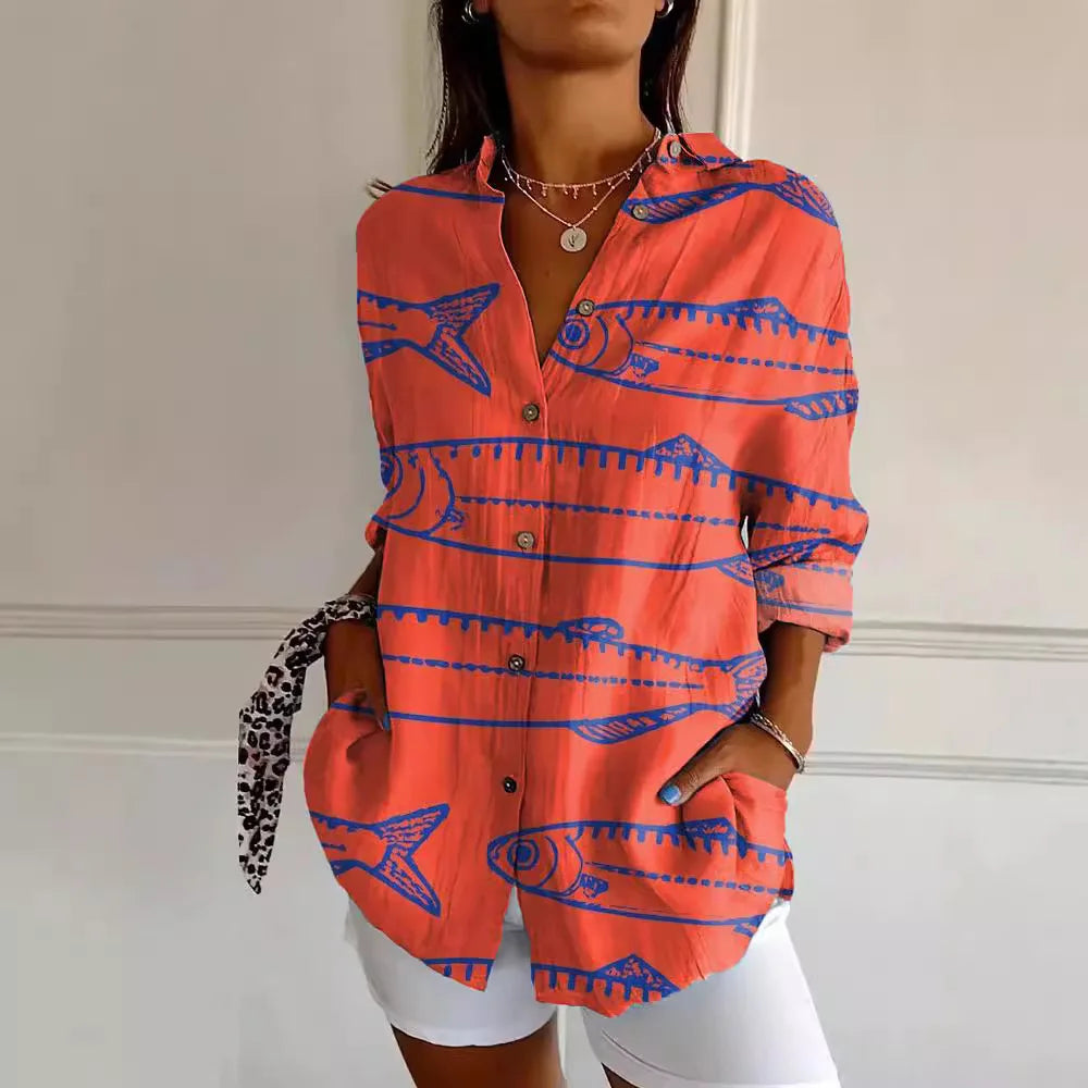 Blouse Été Feminine - Blouse Légère Fleurs avec Décolleté Profond