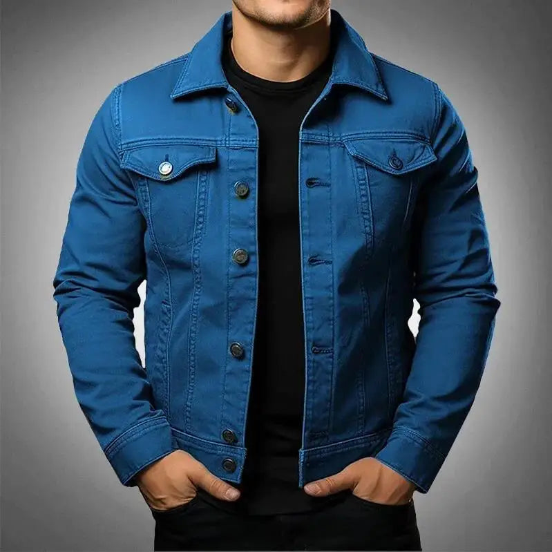 Veste Jean Classique Homme avec Poches et Fermeture Éclair Pour Printemps