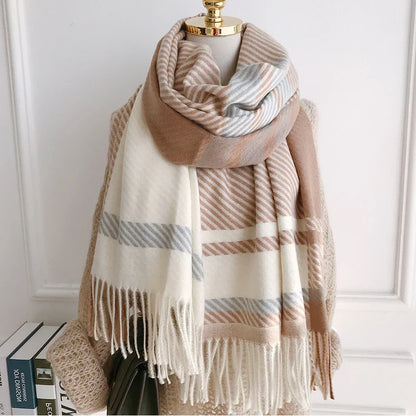 Écharpe Femme Hiver Carreaux Douce et Chaude