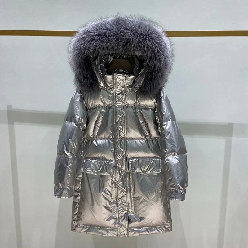 Doudoune à Capuche Brilliante pour Femme Hiver