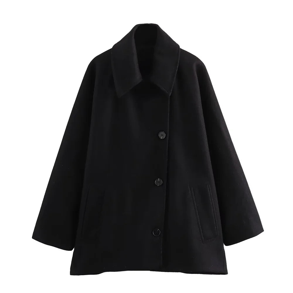 Manteau Femme Élégant Grande Taille avec Manches Longues pour Automne et Hiver