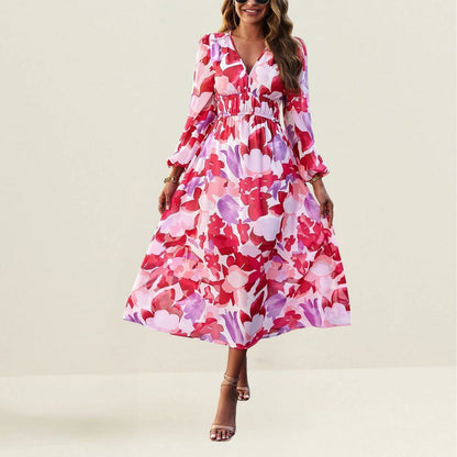 ZayFlow™ – Robe Longue Femme Élégante en Polyester Fluide Manches Longues
