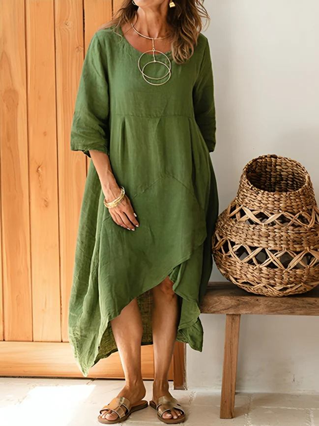 Robe Longue Été Vert Élégante pour Femme