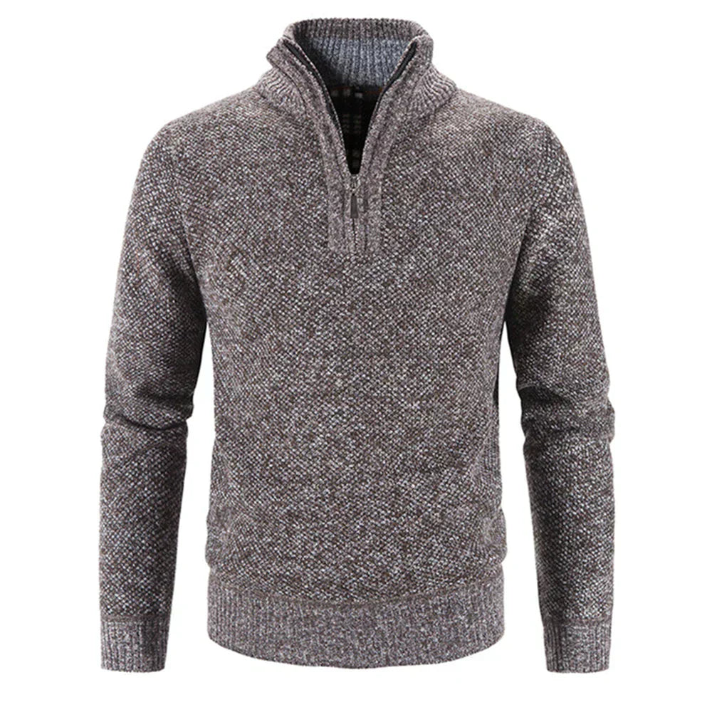 Pull en col zip douillet pour homme hiver