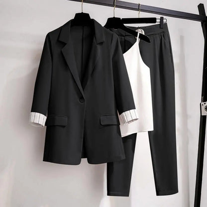 Costume Blazer Femme Élégant Trois Pièces
