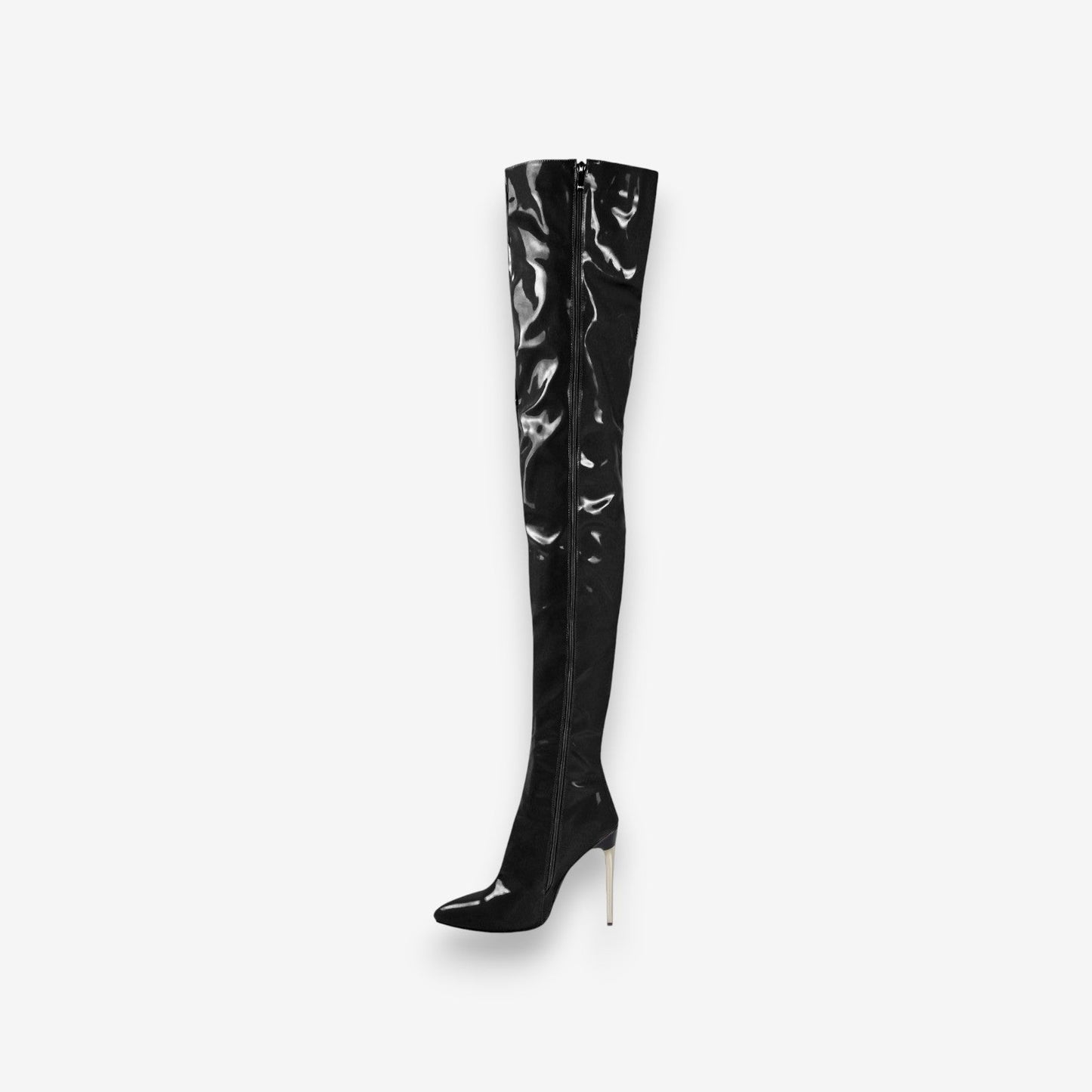 Bottes Élégantes Haut Talon Pointu avec Fermeture Éclair
