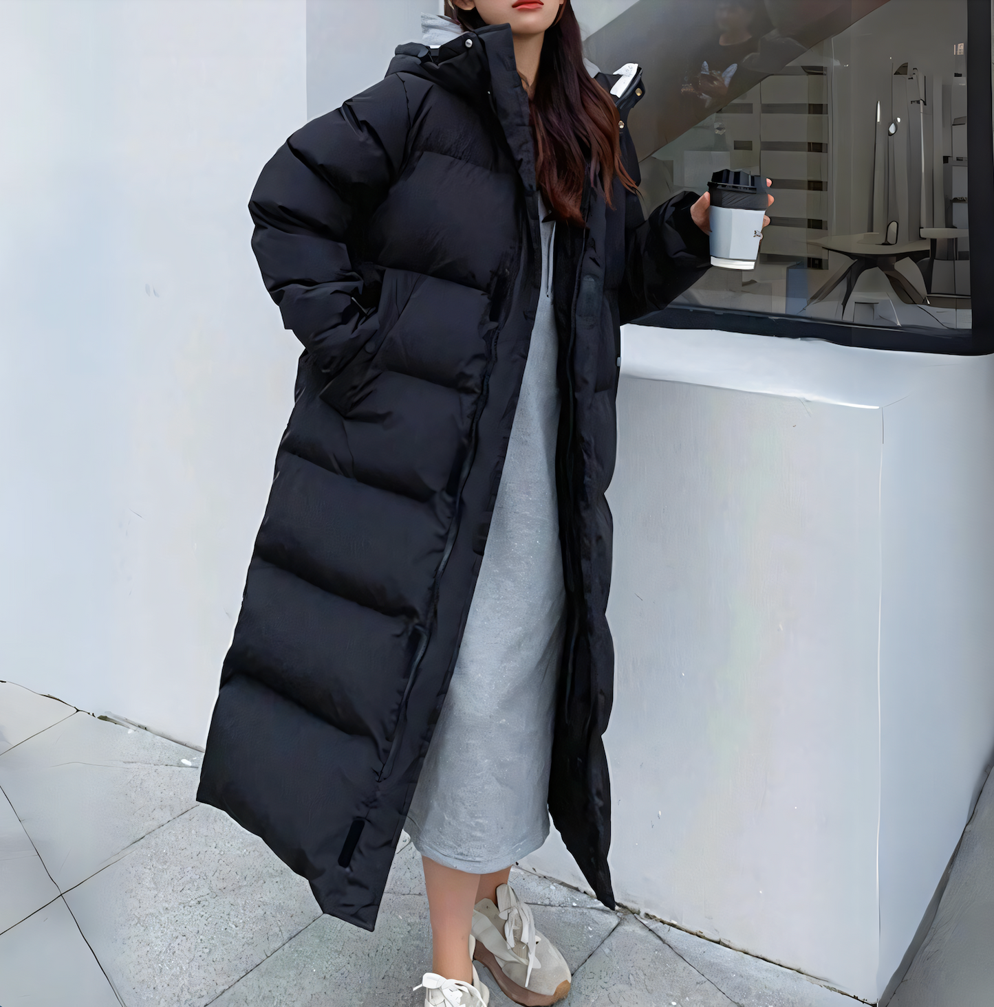 Manteau Femme Hiver Élégant avec Capuche et Col Haut