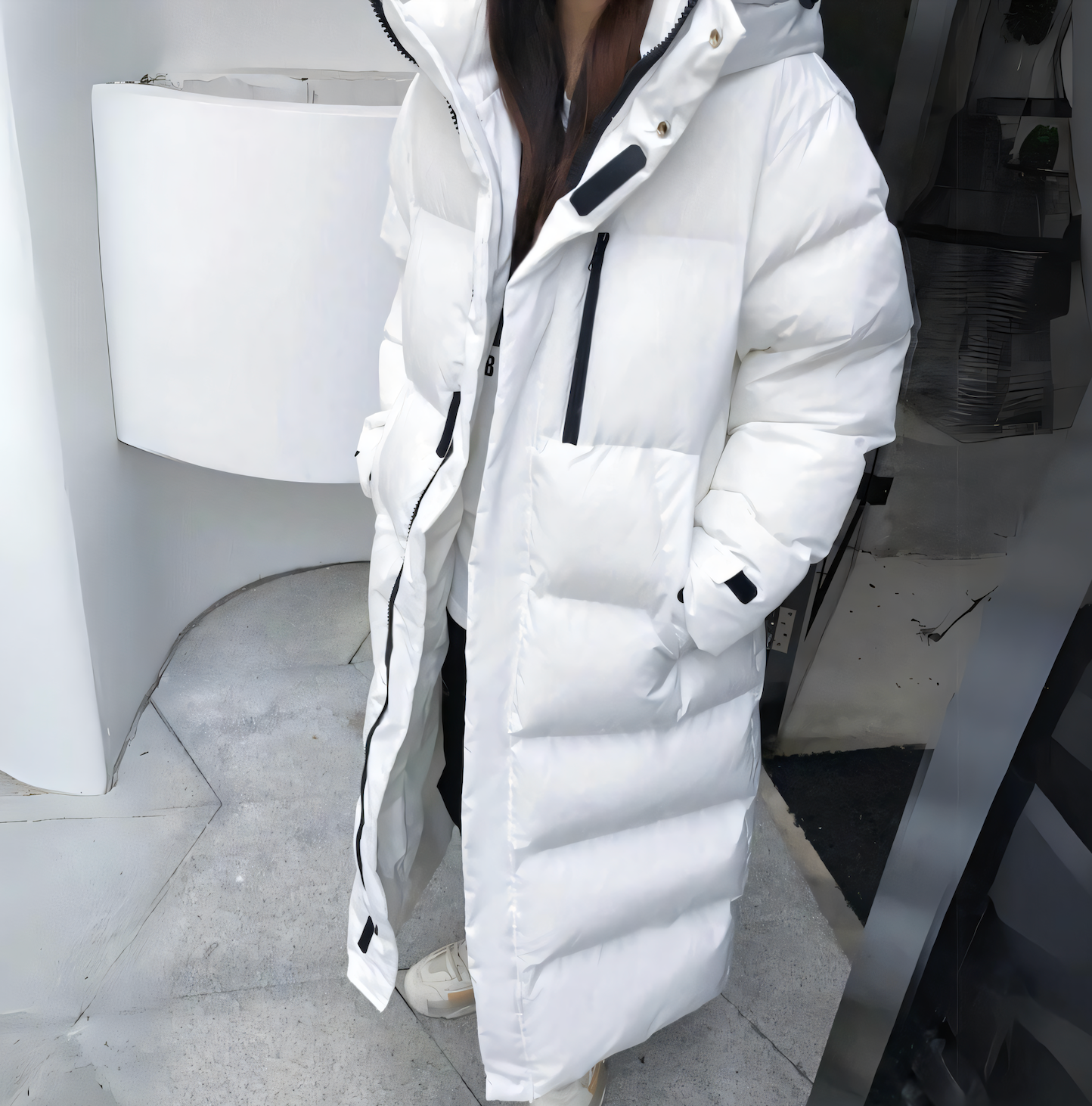 Manteau Femme Hiver Élégant avec Capuche et Col Haut - LuxeStyle