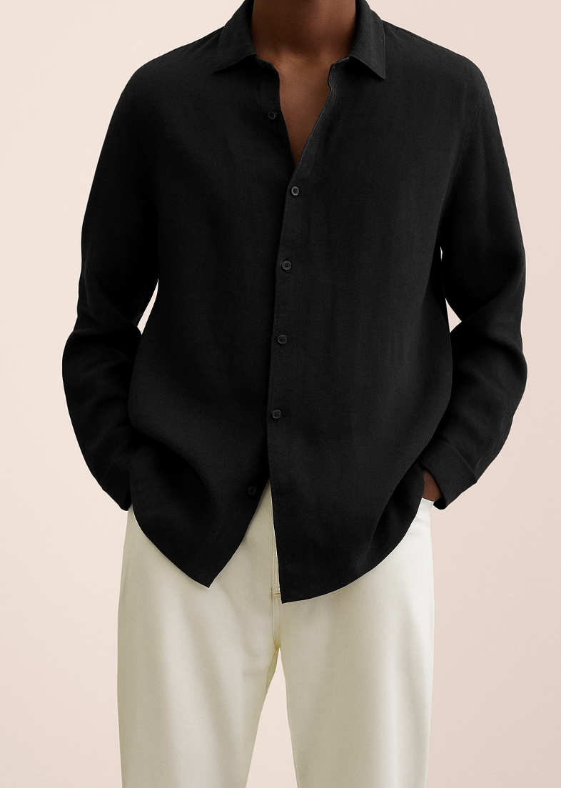 Chemise Homme Lin Clair Manches Longues