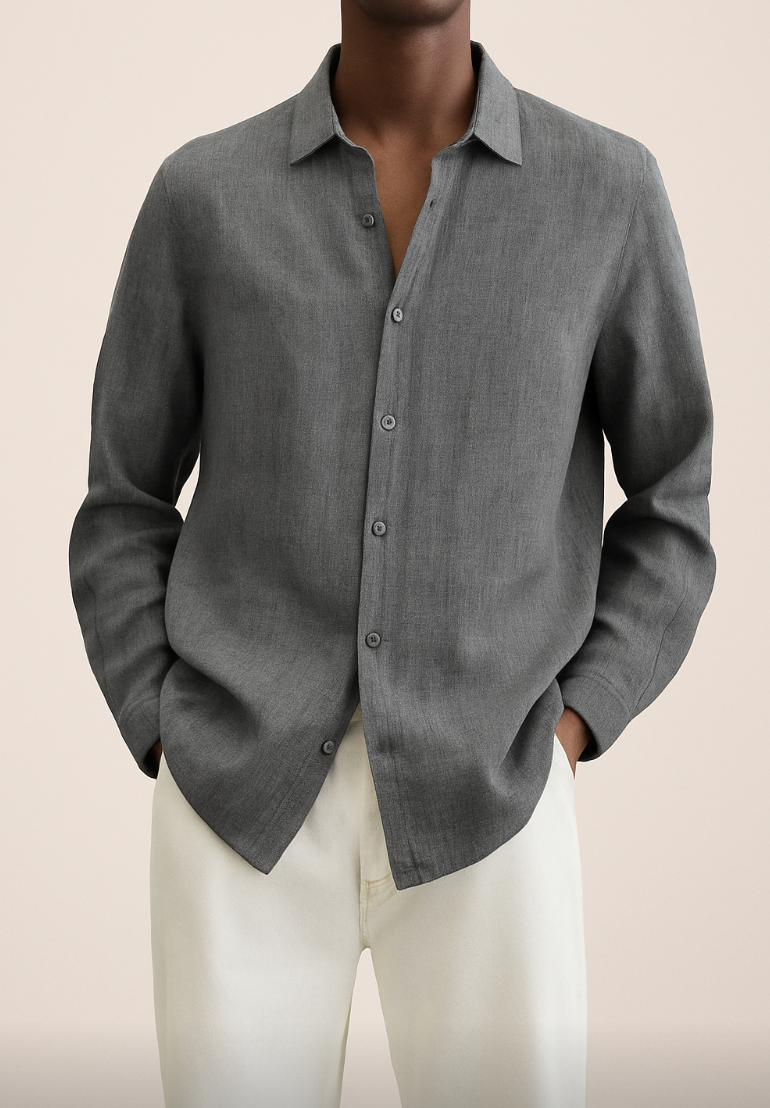 Chemise Homme Lin Clair Manches Longues - LuxeStyle