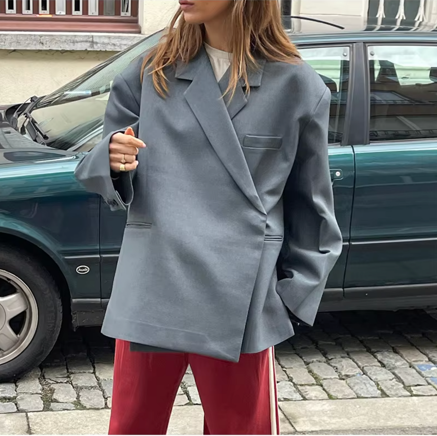Blazer Femme Grande Taille – Veste Chic Actuelle avec Coupe Détendue & Tissu Texturé