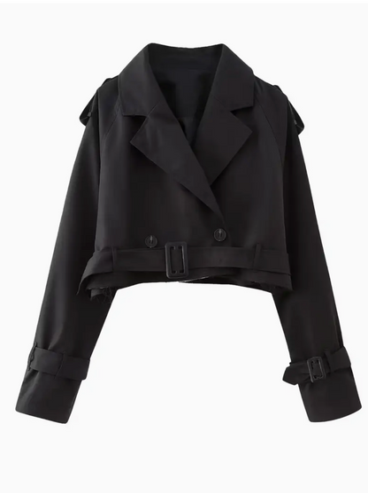 Veste Courte Élégante Ceinturée Style Rétro