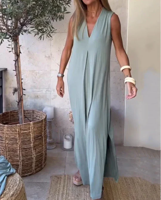 Robe Été Longue Décolleté Profond pour Femme