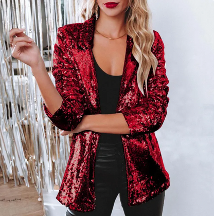 Blazer Élégant à Paillettes Glamour Femme