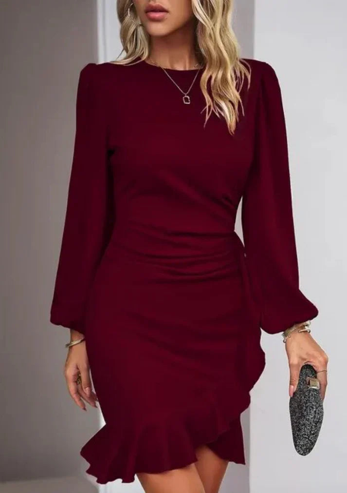 Robe Élégante Femme Bleu Marine avec Dentelles