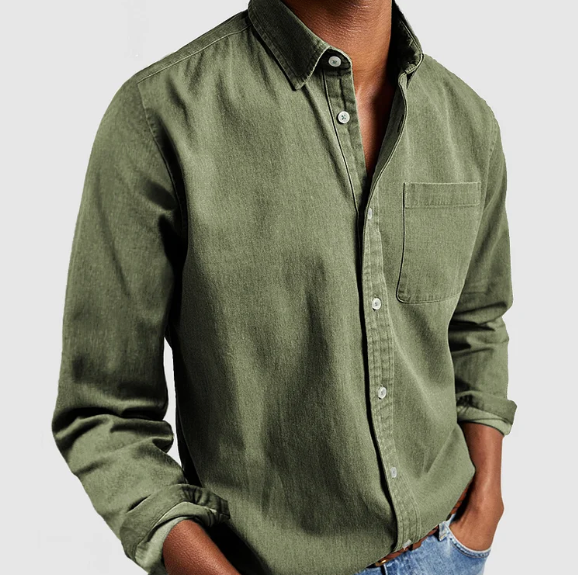 Chemise Homme Classique Marine à Manches Longues