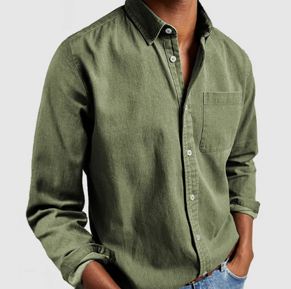 Chemise Casual En Denim pour Homme À Manches Longues