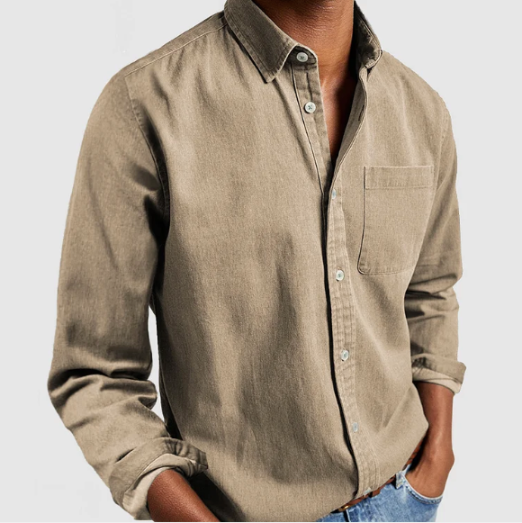 Chemise Casual En Denim pour Homme À Manches Longues