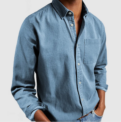 Chemise Casual En Denim pour Homme À Manches Longues