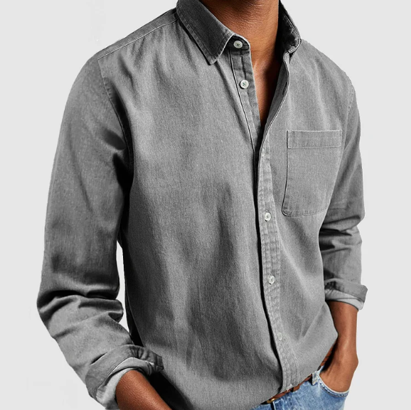 Chemise Casual En Denim pour Homme À Manches Longues