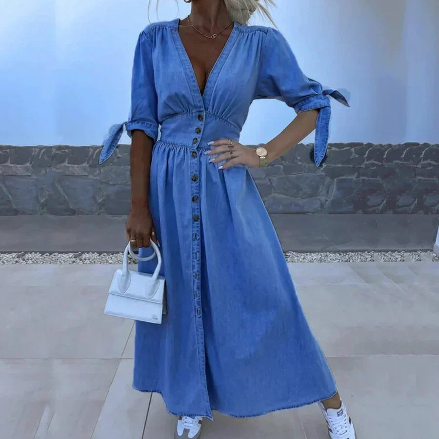Robe Jean Chic Femme - Robe Longue Élégante pour Été Décontracté - LuxeStyle