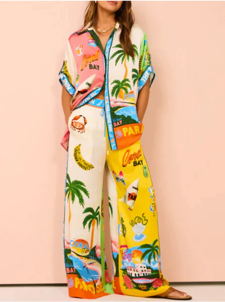 Tenue Décontractée à Carreaux avec Chemisier et Pantalon Comfy - LuxeStyle