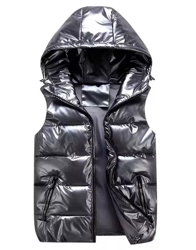 Gilet sans manches en duvet noir mat pour homme - LuxeStyle