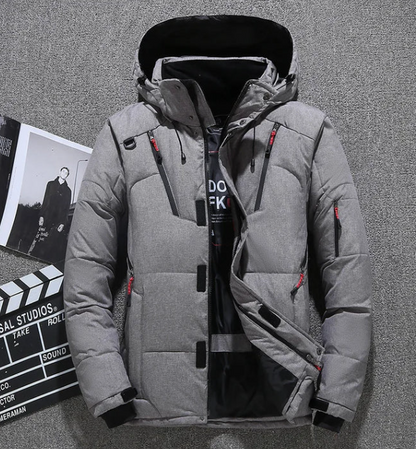 Veste de ski homme rouge avec capuche et poches