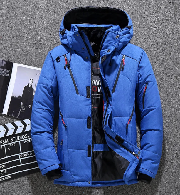 Veste de ski homme rouge avec capuche et poches