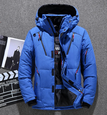 Veste de ski homme rouge avec capuche et poches