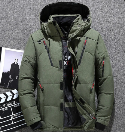 Veste de ski homme rouge avec capuche et poches