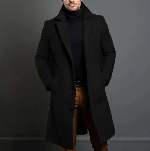 Manteau homme hivernal en laine brune élégant