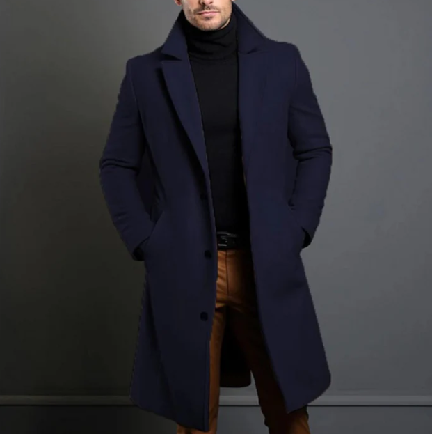 Manteau homme hivernal en laine brune élégant