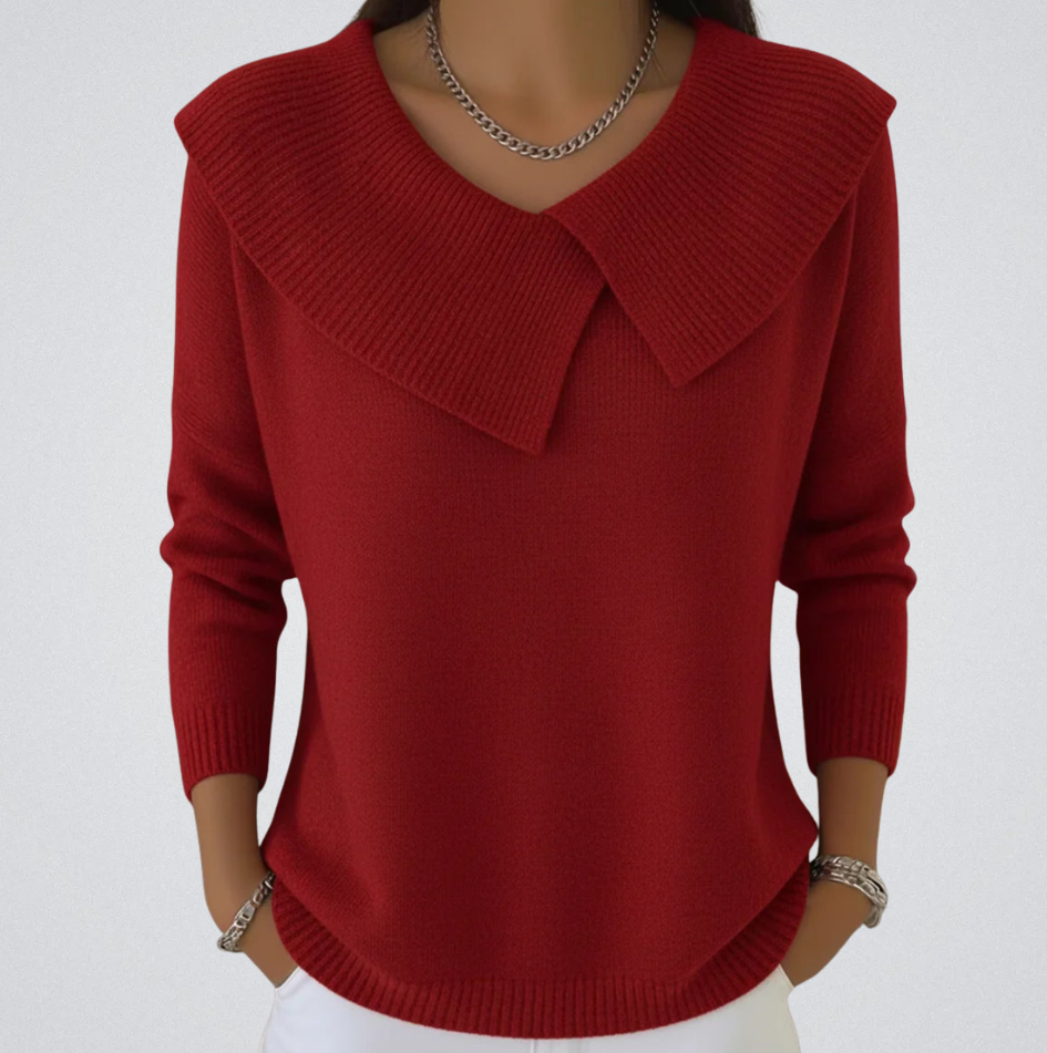 Pull femme rouge décolleté large - LuxeStyle