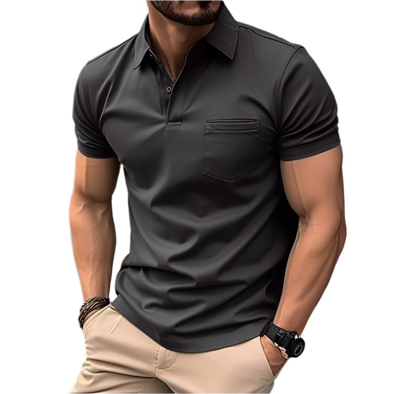 Polo Homme Classique Noir à Manches Courtes - LuxeStyle