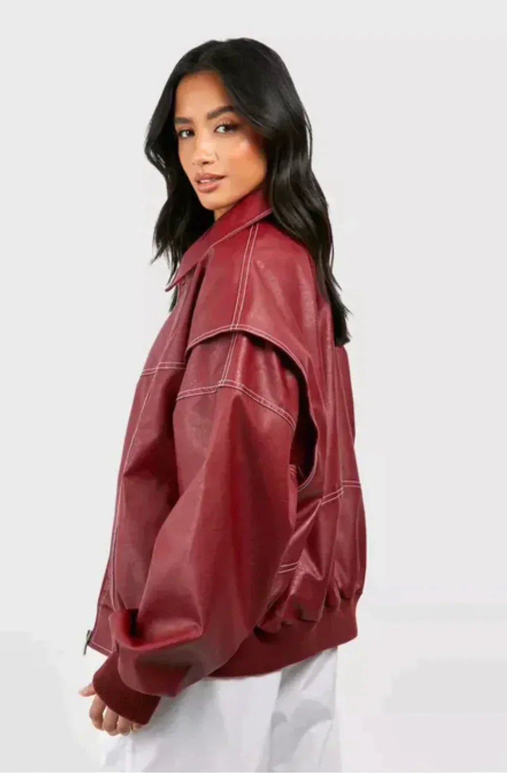 Veste Cuir Rouge Féminine