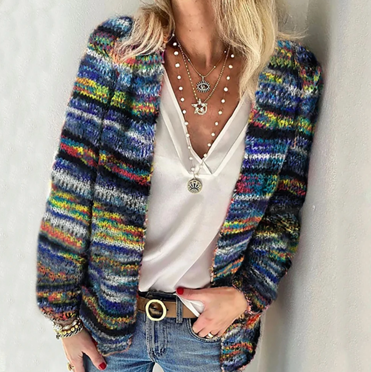Pull Coloré Femme Tricot Élégant