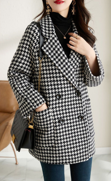 Veste Femme Hiver Carreaux Oversize Confortable