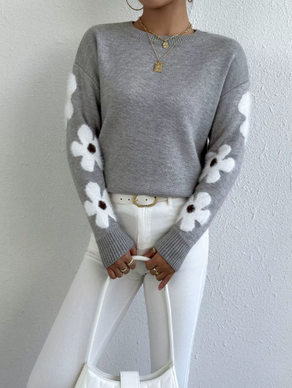 Pull Femme Floral Doux et Chaud pour Hiver