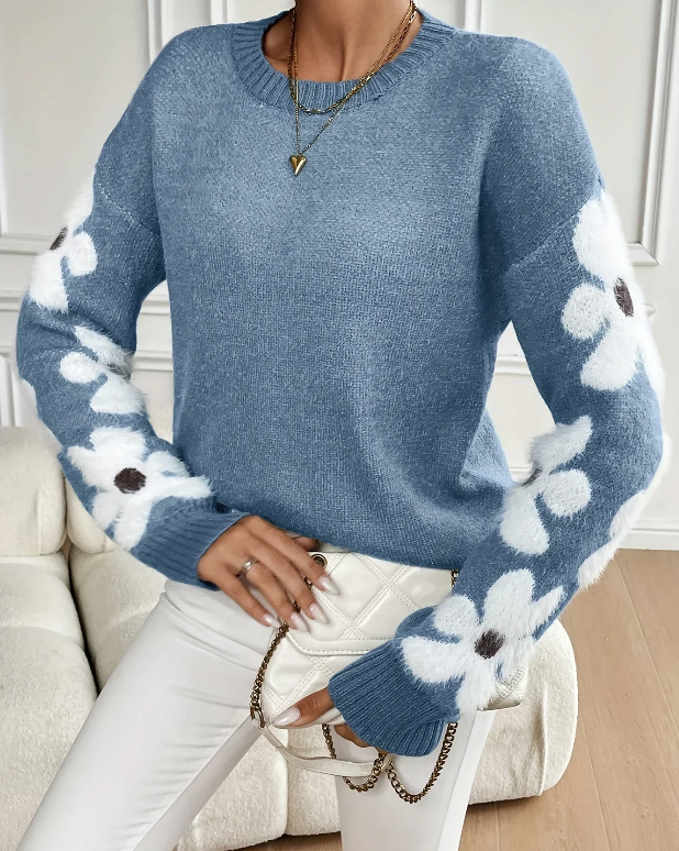 Pull Femme Floral Doux et Chaud pour Hiver