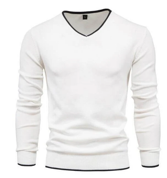Pull Homme Col V Élégant Slim Fit - LuxeStyle