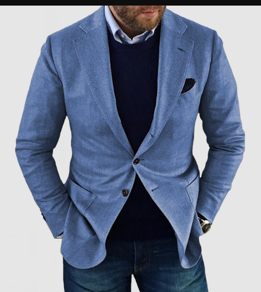 Blazer Homme Noir Élégant avec Poche Revers