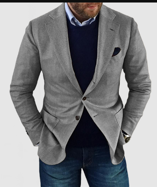 Blazer Homme Noir Élégant avec Poche Revers