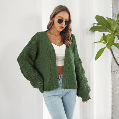 Cardigan Tricot Féminin Manches Longues Naturel