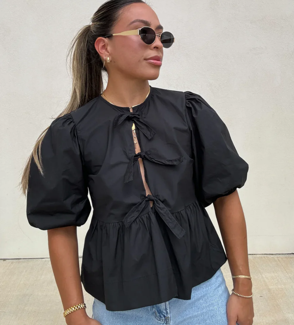 Blouse Rayée Élégante Manches Amples pour Femme