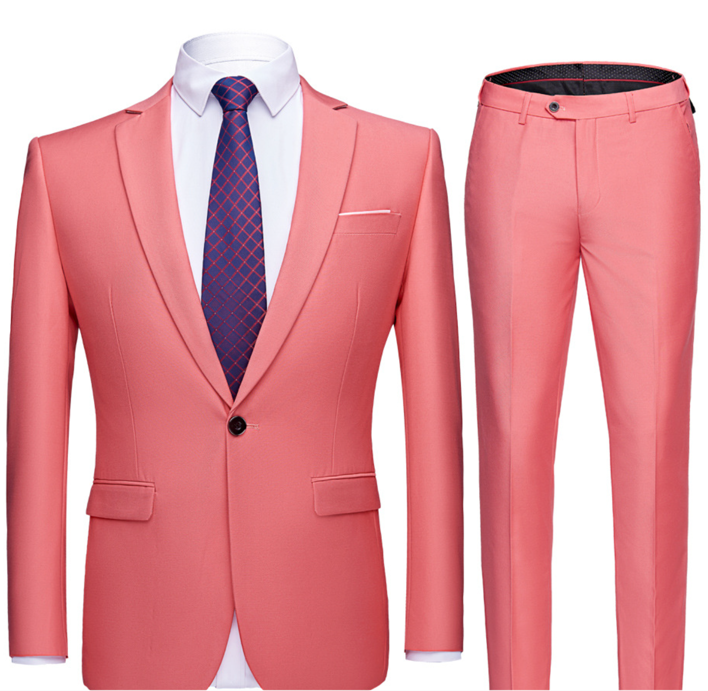 Costume Homme Classique Bleu avec Chemise à Rayures et Cravate Élégante