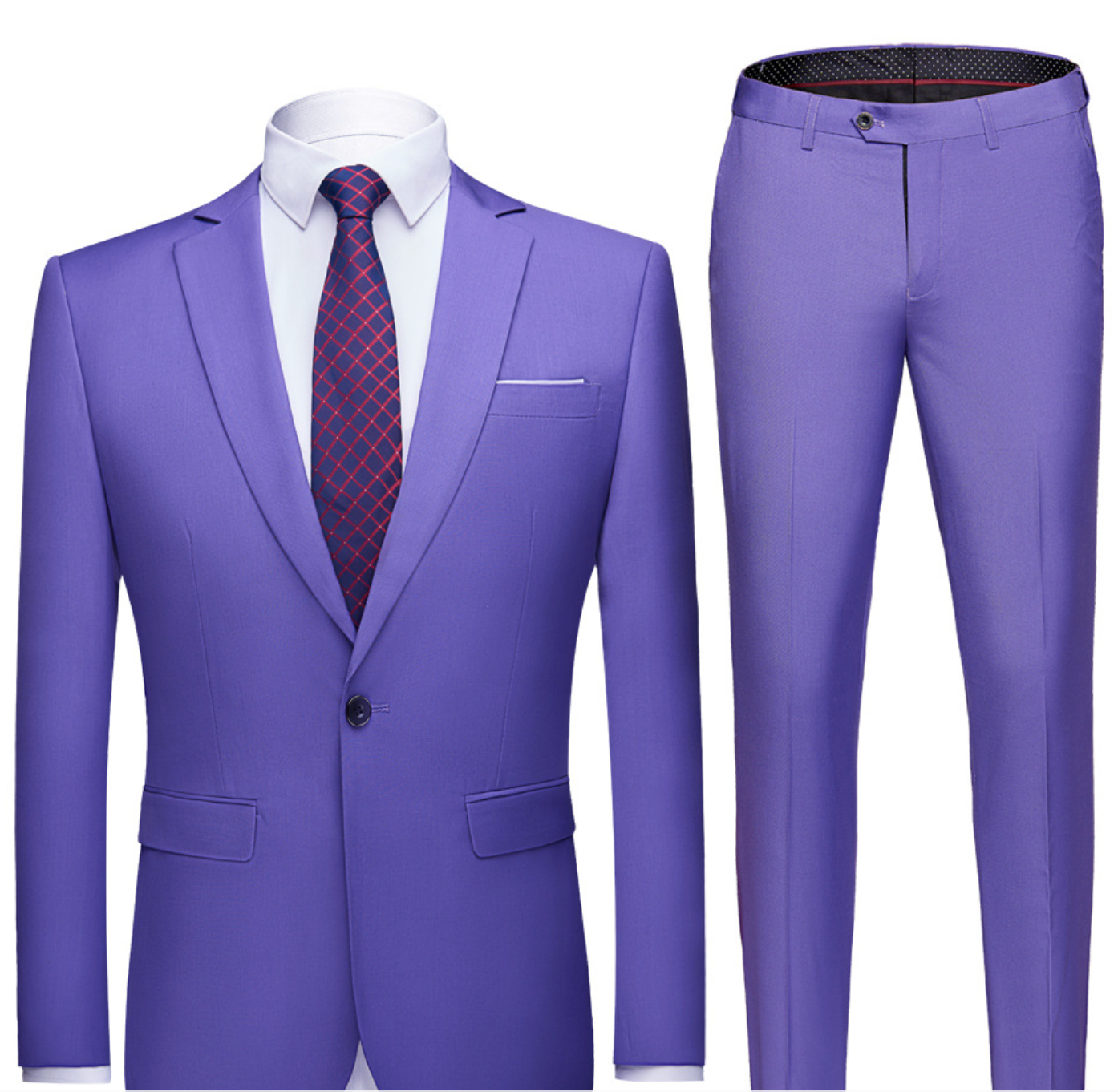 Costume Homme Classique Bleu avec Chemise à Rayures et Cravate Élégante