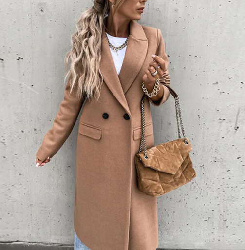 Manteau Femme Chic à Manches Longues Boutons Élégants