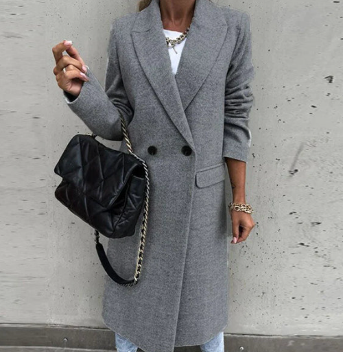 Manteau Femme Chic à Manches Longues Boutons Élégants